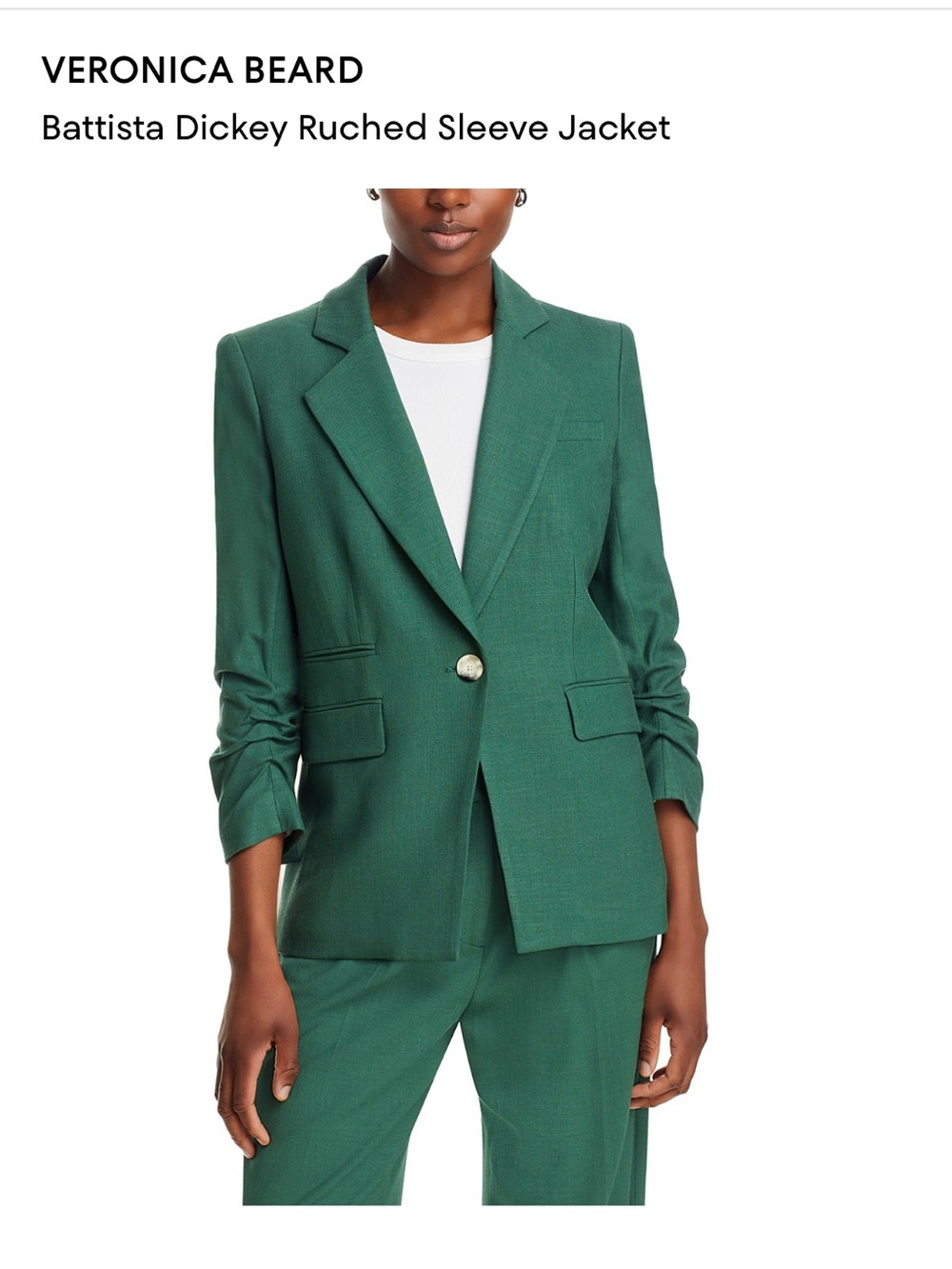 Veronica Beard Emerald Green Battista Dickey Single-Button Blazer